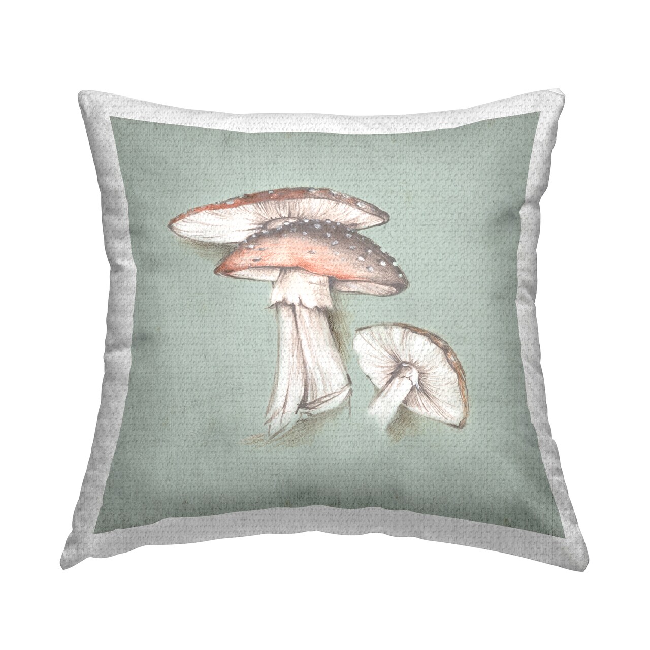 Mushroom Bunch Drawing Outdoor Printed Pillow Design by Eli Jones, 18 x 7 x 18
